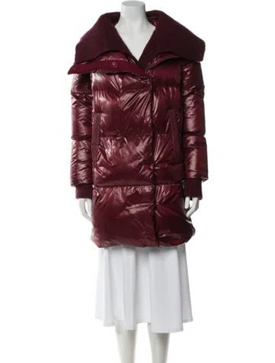 Pre-owned Sosken Puffer Coat In Burgundy