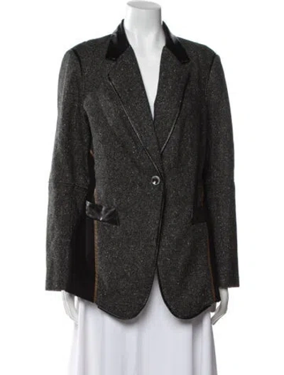 Pre-owned Sosken Virgin Wool Plaid Print Blazer In Black