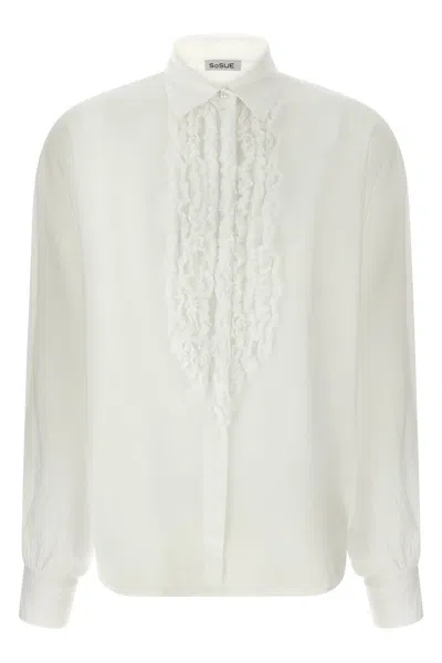 Sosue 'antonia Slim Ruffle' Shirt In White