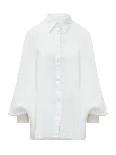 Sosue Blouse With Collar And Wide Sleeves In White