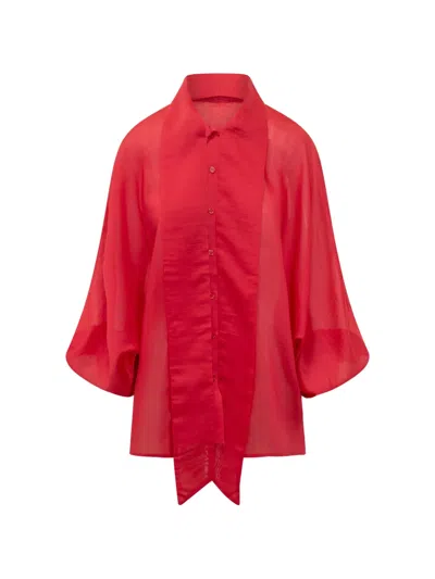 Sosue Bow Button Fastening Blouse In Red