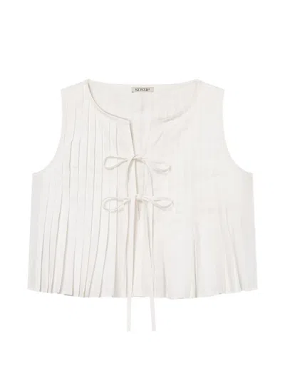 Sosue Cleo Pleated Tie-fastening Blouse In White