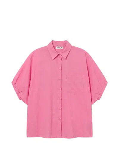 Sosue Cowboy Collar Voile Blouse In Pink