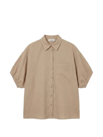 Sosue Gathered-sleeve Shirt In Black