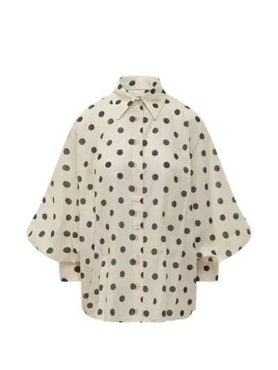 Sosue Polka-dot Blouse In Brown