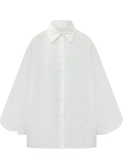 Sosue Relaxed Fit Shirt With Collar And Button Front In White