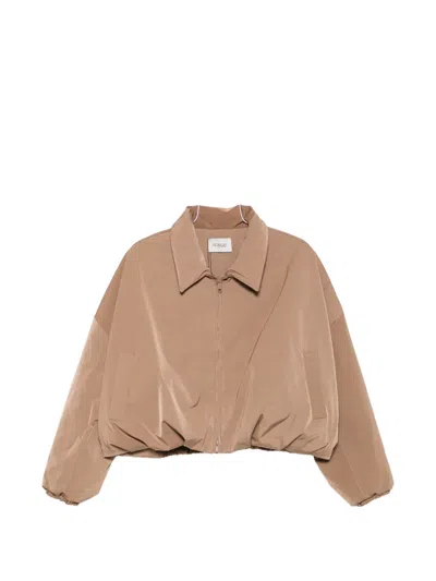 Sosue Zip-up Collared Jacket In Brown
