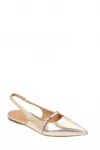 Sotd Footwear Women's Bethany Buckled Strap Slingback Flat Shoe In Metallic Gold In Multi