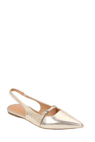 Sotd Footwear Women's Bethany Buckled Strap Slingback Flat Shoe In Metallic Gold In Multi