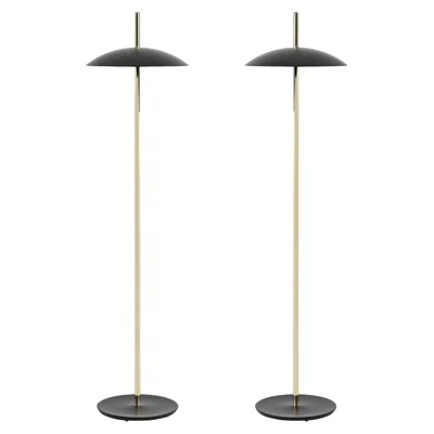Pre-owned Souda Pair Of Black X Brass Signal Floor Lamp From , Made To Order