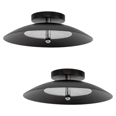 Pre-owned Souda Pair Of Signal Flush Mounts From , Black And Nickel, Made To Order