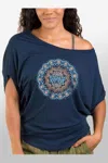 Soul Flower Kindness Matters Dolman Top In Navy In Blue