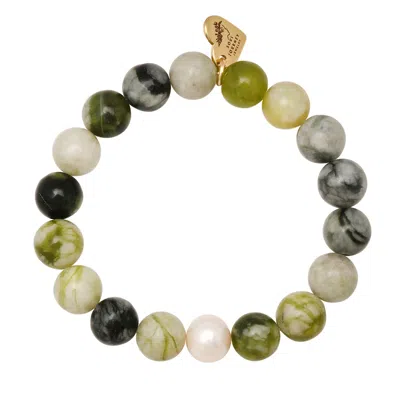 Soul Journey Jewelry Women's Black / Green Serpentine Jade Pearl Bracelet