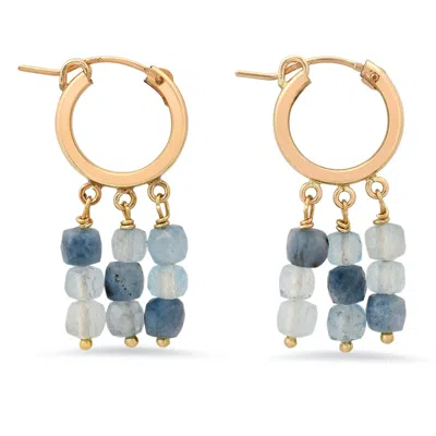 Soul Journey Jewelry Women's Blue / Gold Aquamarine Sea Hoop Earrings