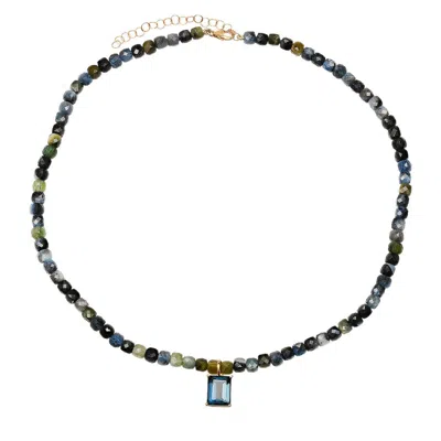 Soul Journey Jewelry Women's Blue / Gold / Green Richly Deserved Aqumarine Citrine Necklace