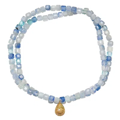 Soul Journey Jewelry Women's Blue / Gold Kyanite And Diamond Dewdrop Bracelet