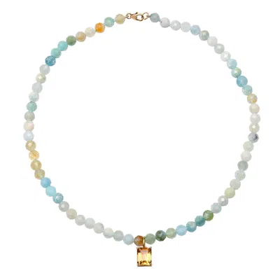 Soul Journey Jewelry Women's Blue / Gold / Yellow Winter Waterfall Aquamarine Necklace In Multi