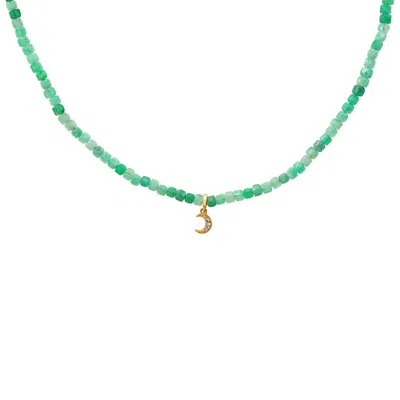 Soul Journey Jewelry Women's Green / Gold Emerald Croissant De Lune Necklace