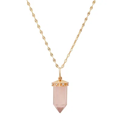 Soul Journey Jewelry Women's Pink / Purple Camilia Rose Quartz Pendulum Necklace In Orange