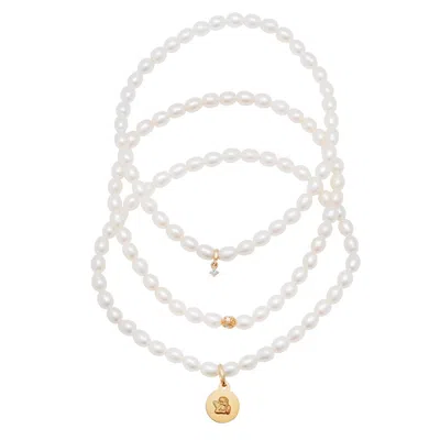 Soul Journey Jewelry Women's White Diamond Angel Pearl Bracelets