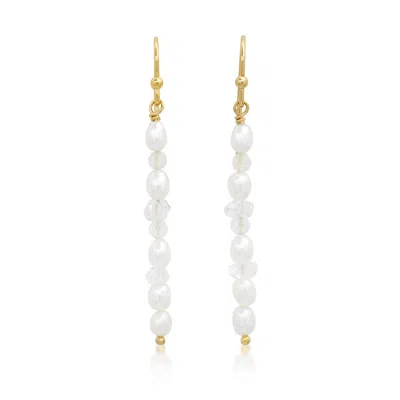 Soul Journey Jewelry Women's White Icy Herkimer Diamond Pearl Earrings In Gold