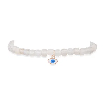 Soul Journey Jewelry Women's White Moonstone Evil Eye Bracelet
