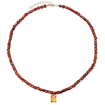 Soul Journey Jewelry Women's Yellow / Orange Brilliant Sunset Citrine Necklace In Red