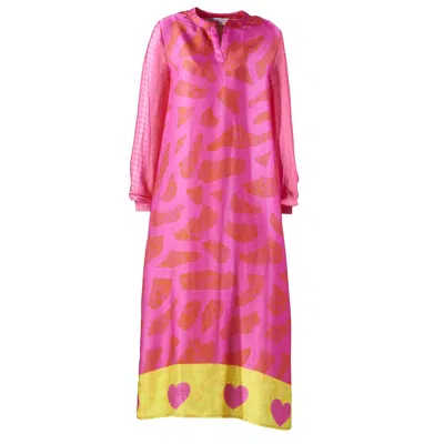 Soul Kathrine Women's Long Sleeve Maxi Dress Fancy Three In Pink