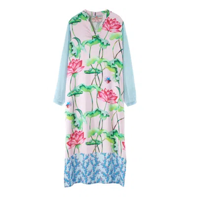 Soul Kathrine Women's Water Lilies Maxi Dress Long In Pink