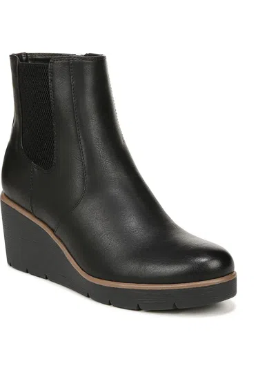 Soul Naturalizer Apollo Boots Women's Black Leather Wedge Heel Bootie Zogg1914