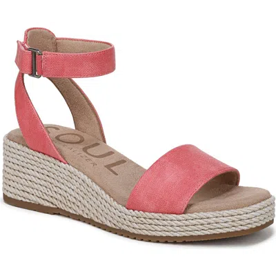Soul Naturalizer Gloria Wedge Sandal In Coral Woven Embossed Faux Leather