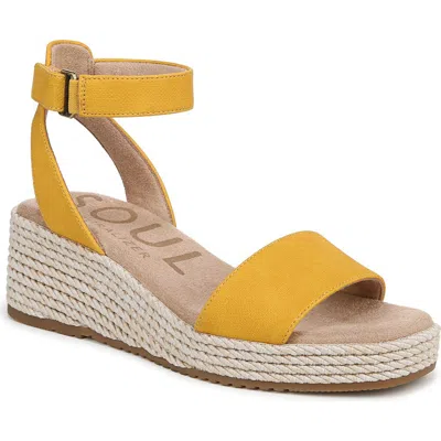 Soul Naturalizer Gloria Wedge Sandal In Yellow Woven Embossed Faux Leather