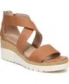 Soul Naturalizer Good Times Womens Zipper Comfort Wedge Sandals In Toffee Faux Leather