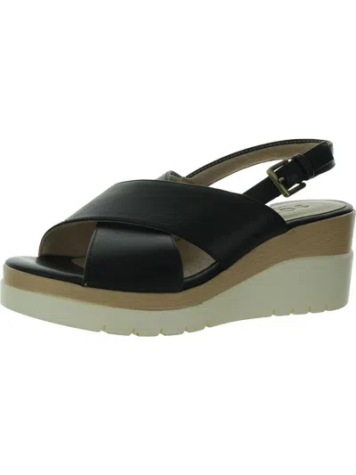 Soul Naturalizer Goodtimes Sl Womens Faux Leather Round Toe Wedge Sandals In Black
