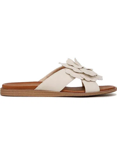 Soul Naturalizer Joyful Womens Faux Leather Flower Slide Sandals In White