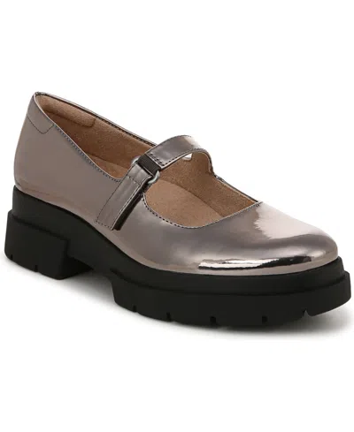 Soul Naturalizer Olivet Mary Jane Lug Sole Flats In Pewter Faux Leather