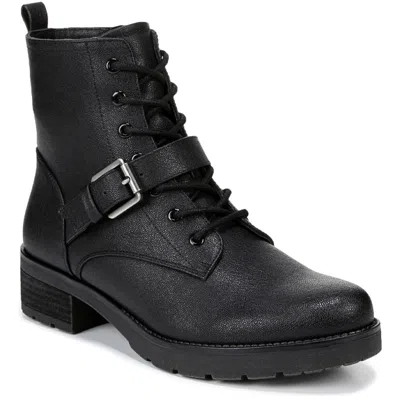 Soul Naturalizer Quaid Womens Faux Leather Block Heel Combat & Lace-up Boots In Black