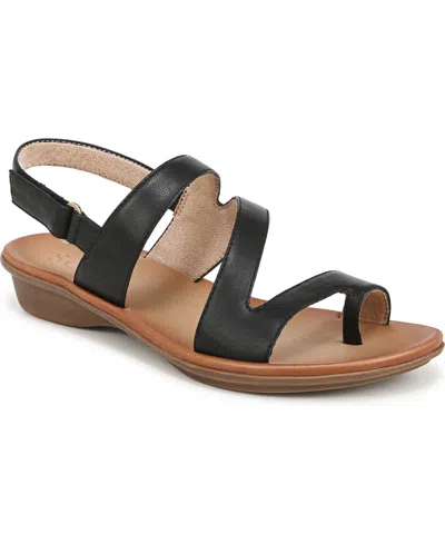 Soul Naturalizer Shakina Toe Loop Slingback Sandals In Black Faux Leather