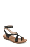 Soul Naturalizer Sivan Toe Loop Ankle Strap Sandals In Black Faux Leather