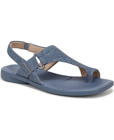 Soul Naturalizer Women's Freya Toe Loop Footbed Slingback Sandals In Blue Denim Embossed Faux Leather