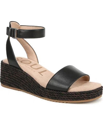 Soul Naturalizer Women's Gloria Espadrille Wedge Sandals In Black Faux Leather