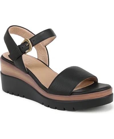 Soul Naturalizer Women's Graciela Round Open Toe Wedge Sandals In Black Faux Leather