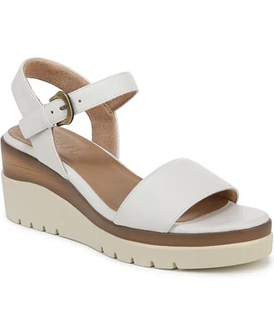 Soul Naturalizer Women's Graciela Round Open Toe Wedge Sandals In White Faux Leather