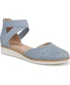 Soul Naturalizer Women's Intro Round Toe Slip On Low Wedge Flats In Light Denim Blue Embossed Faux Leather