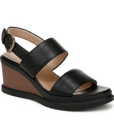 Soul Naturalizer Women's Livia Slingback Wedge Sandals In Black Faux Leather