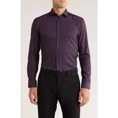Soul Of London Check Stretch Button-up Shirt In Purple