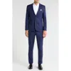 Soul Of London Fancy Plaid Two Button Slim Fit Suit In Blue