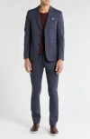 Soul Of London Fancy Plaid Two Button Slim Fit Suit In Blue/bleu