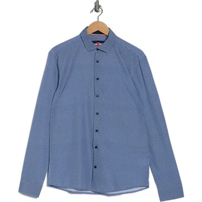 Soul Of London Geo Print Stretch Sport Shirt In Blue