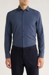 Soul Of London Geometric Stretch Button-up Shirt In Blue